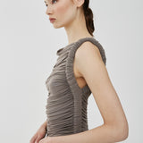 Draped one-shoulder jersey dress