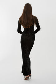 Draped black long dress