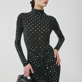 Embellished green jersey dress