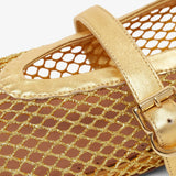 Gold mesh ballet flats