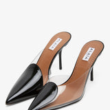 Coeur abstrait patent leather mules