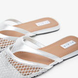Infradito flat silver mules