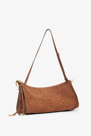 East West M brown nubuck leather bag