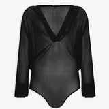 Fine knit hooded bodysuit