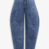 Round denim trousers