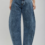 Round denim trousers