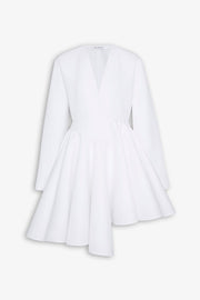 Asymmetric cotton poplin mini dress