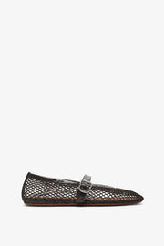 Khaki mesh ballet flats