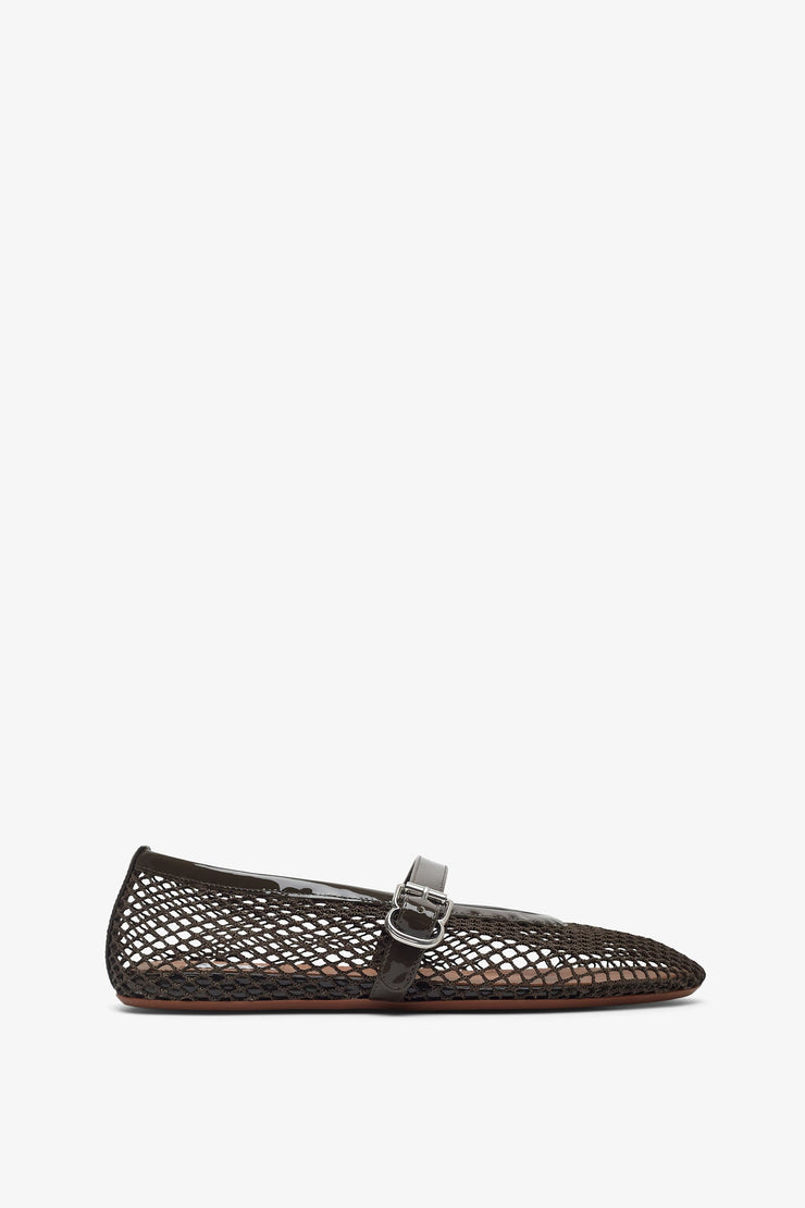 Khaki mesh ballet flats
