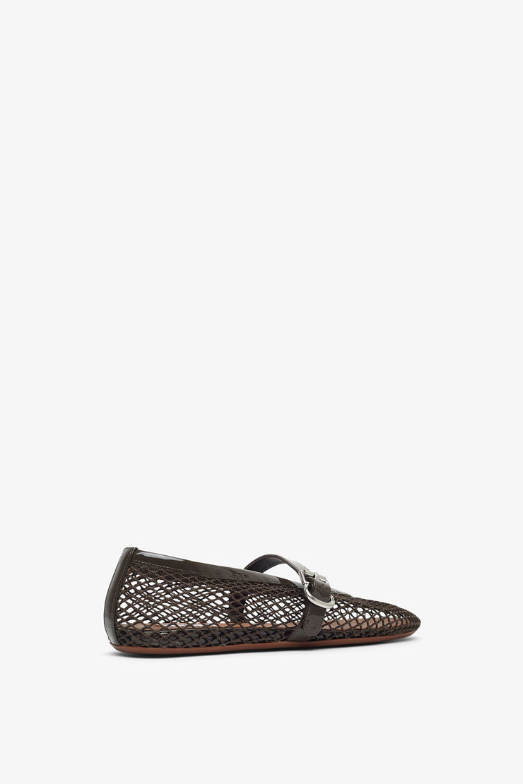 Khaki mesh ballet flats