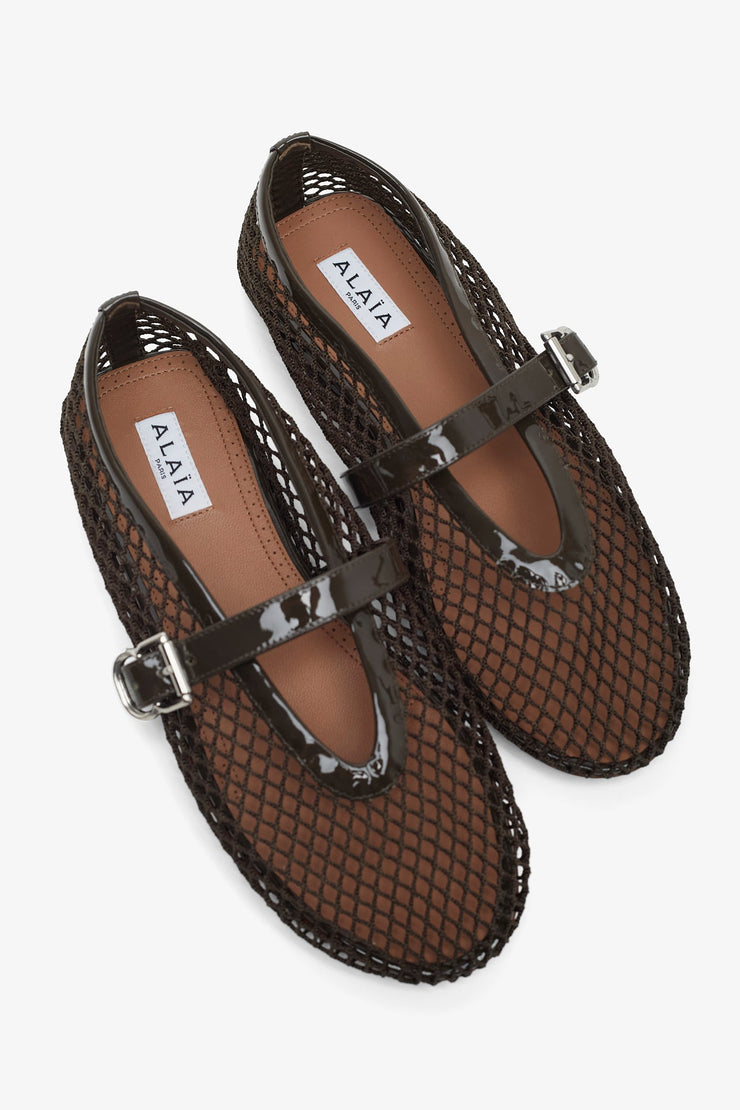 Khaki mesh ballet flats