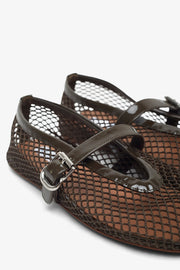 Khaki mesh ballet flats