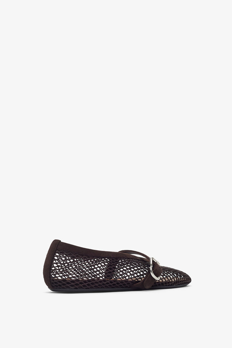 Brown mesh ballet flats