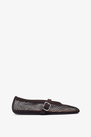 Brown mesh ballet flats