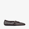 Black mesh ballet flat shoe on a white background