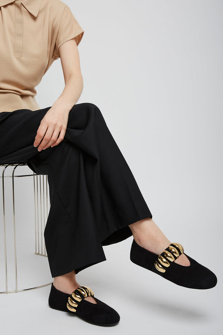Black jewel ballet flats