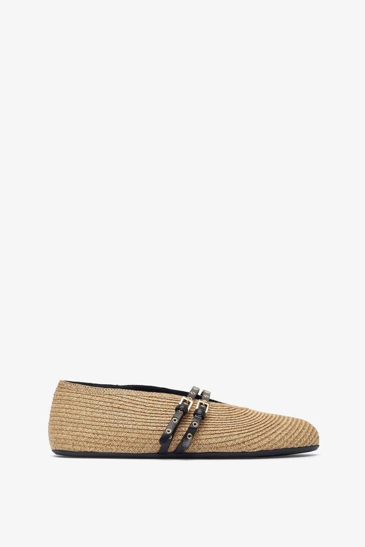 Paper straw nature ballet flats
