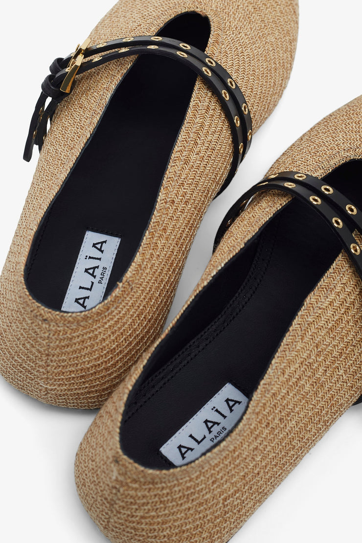 Paper straw nature ballet flats