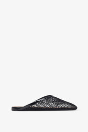 Black mesh flat Mules