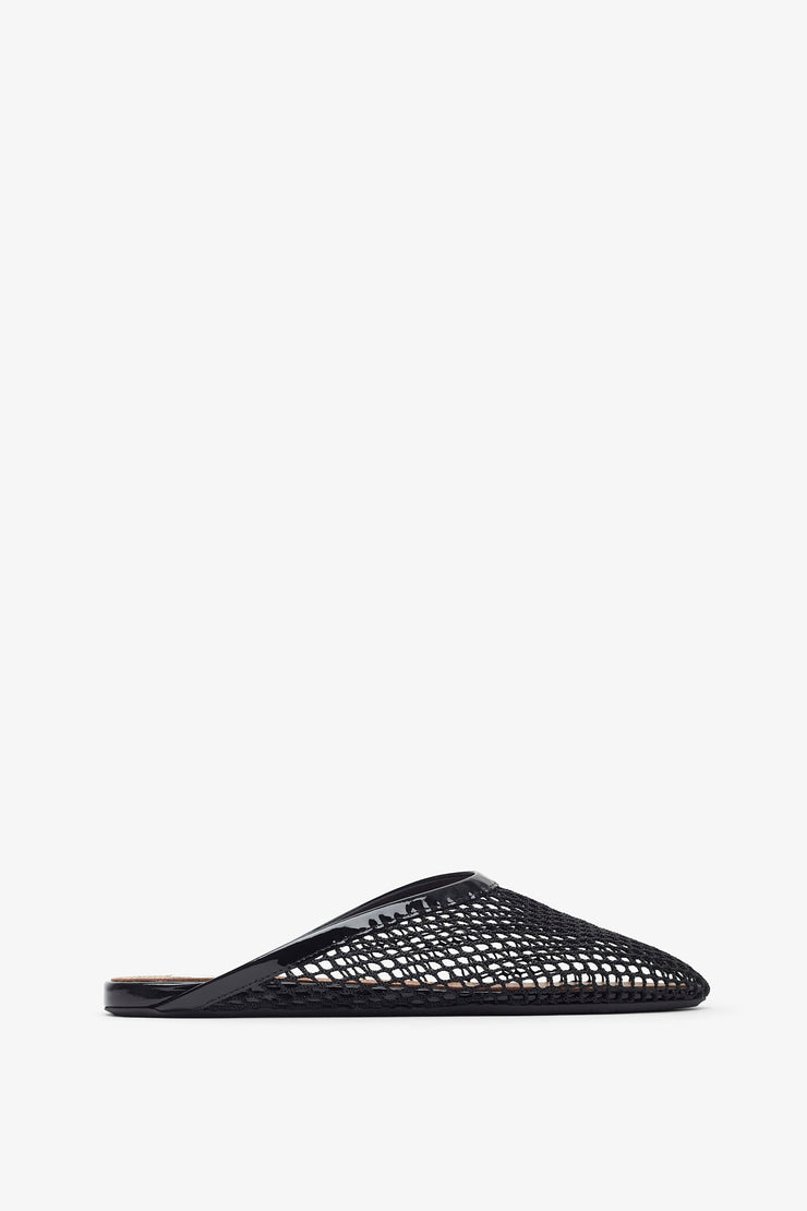 Black mesh flat Mules