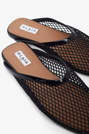 Black mesh flat Mules