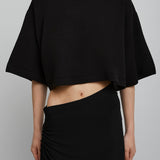 Knitted cropped black top