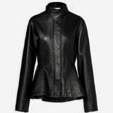 Peplum black leather jacket