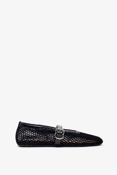 Velvet mesh ballet flats