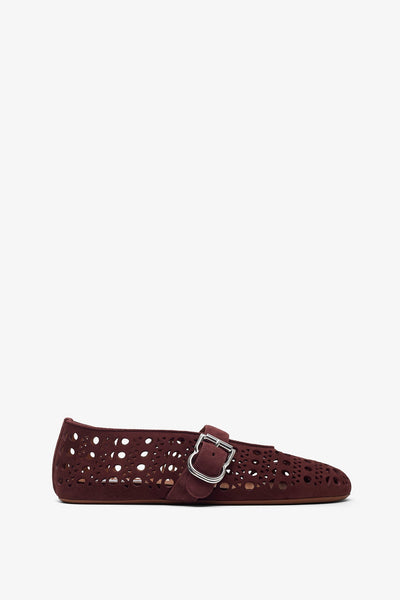 Vienne dark red suede ballet flats