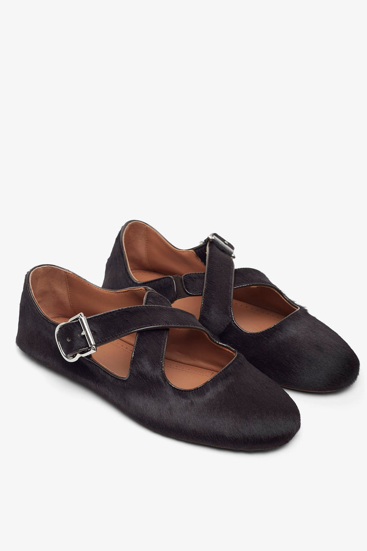 Criss cross brown ballet flats