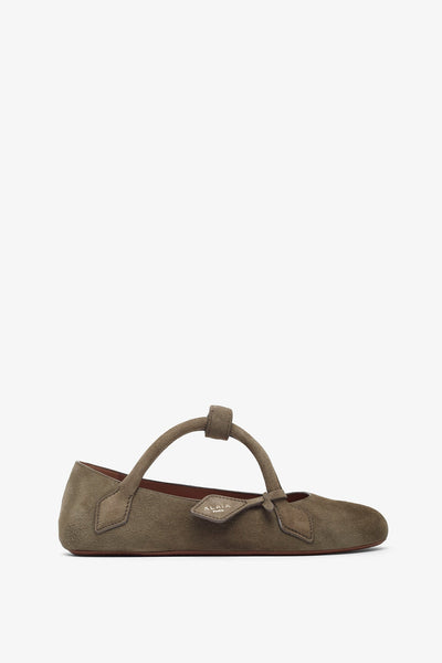 Teckel brown grey suede ballet flats