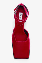 Square 90 fuchsia velvet pumps