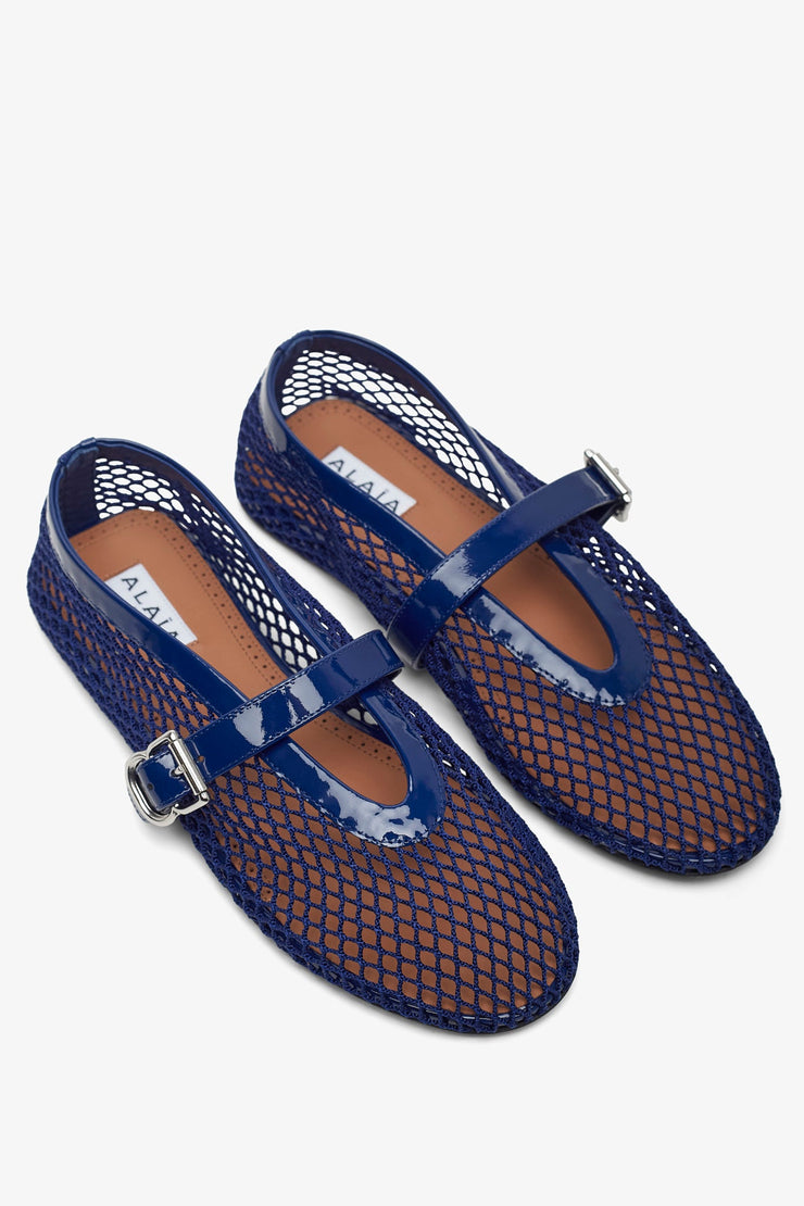 Blue mesh ballet flats
