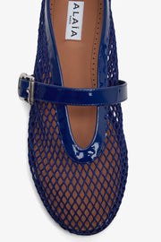Blue mesh ballet flats