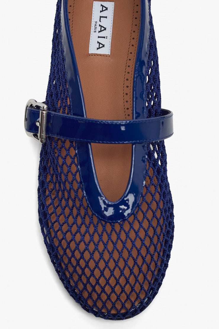 Blue mesh ballet flats