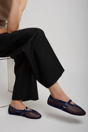 Blue mesh ballet flats