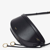 Hip east west black leather bag