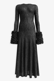 Frills sleeve mohair fit flare dress