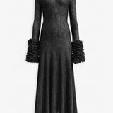 Frills sleeve mohair fit flare dress