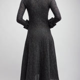 Frills sleeve mohair fit flare dress