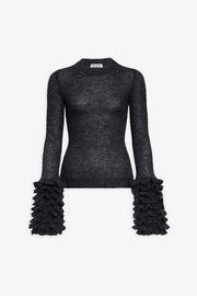 Frills sleeve mohair top