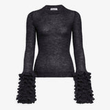 Frills sleeve mohair top