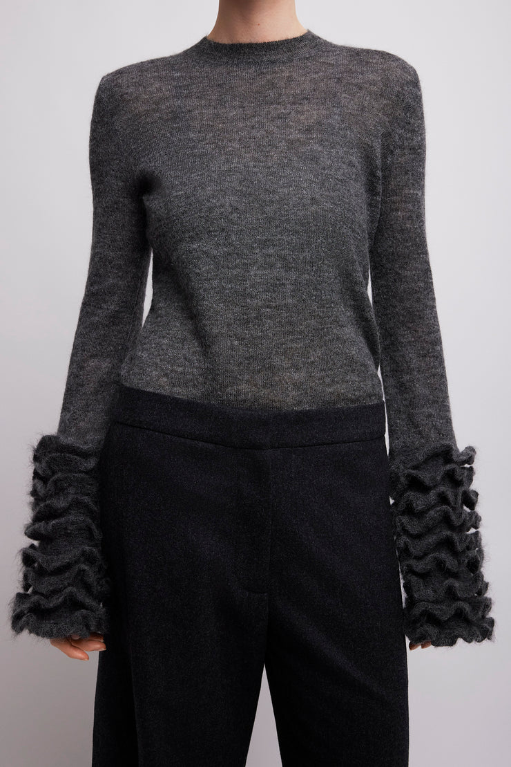 Frills sleeve mohair top