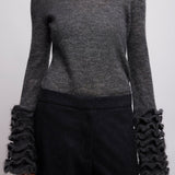 Frills sleeve mohair top