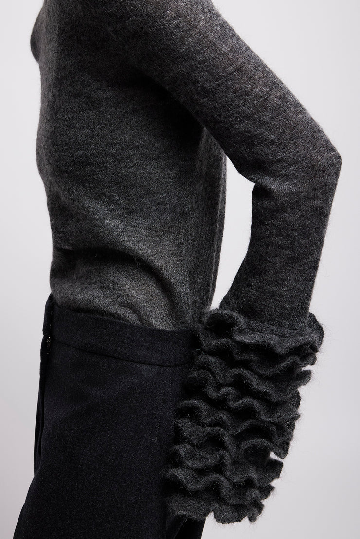Frills sleeve mohair top