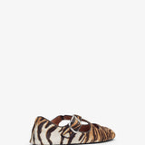 Criss cross brown and beige ballet flats