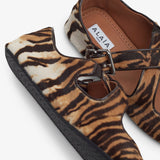 Criss cross brown and beige ballet flats