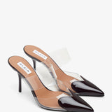 Coeur 90 aubergine patent mules pumps