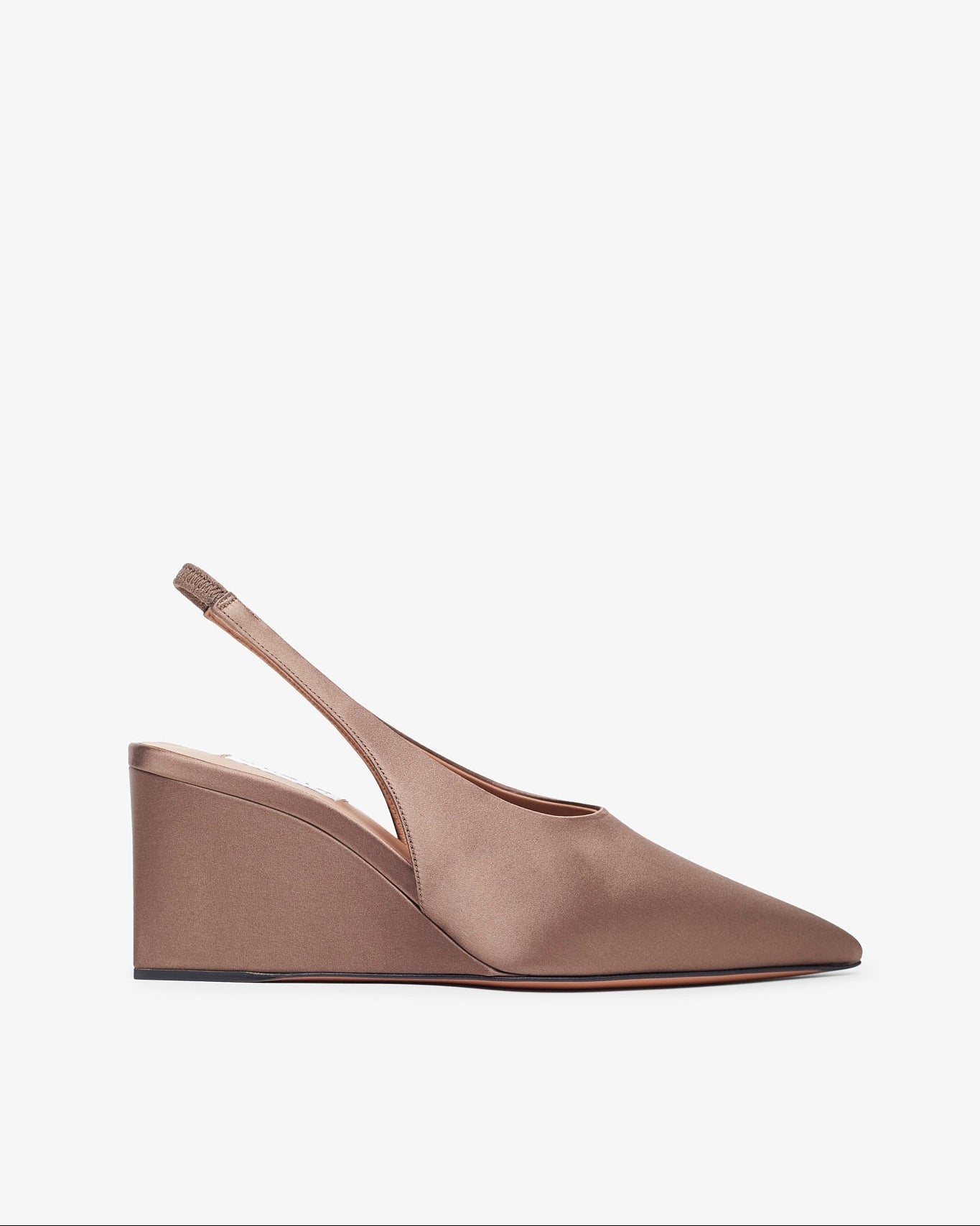 Brown wedge sandal on a white background