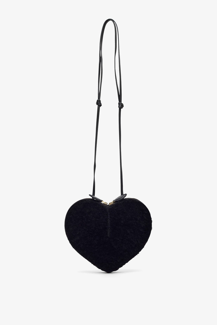Le Coeur black shearling crossbody bag